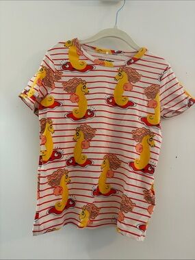 Mini Rodini Yellow Seahorse Stripe Tee